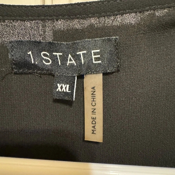 1. State Black Long Sleeve Smocked Detail Button Down Blouse Sz XXL - Picture 5 of 9
